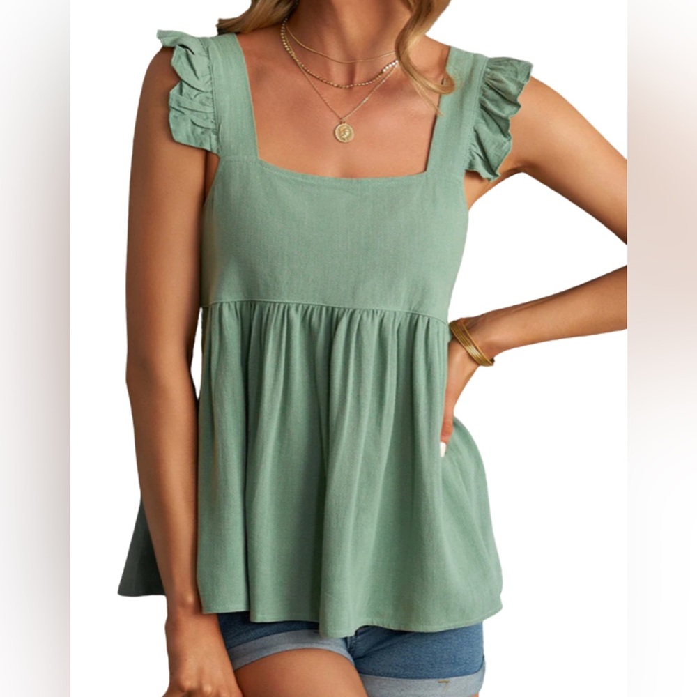 Sage green babydoll tank